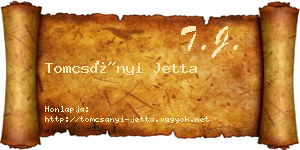 Tomcsányi Jetta névjegykártya